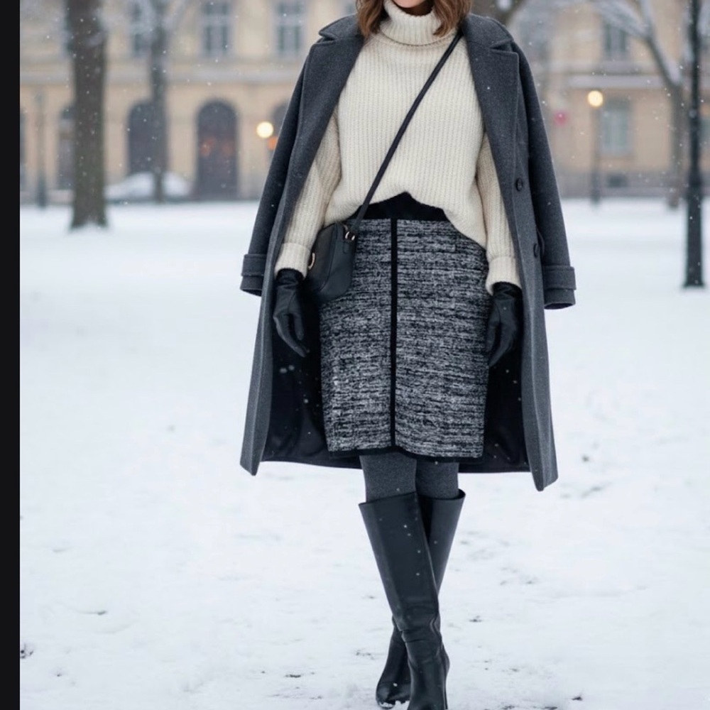 SKIRT OF Ann Taylor , Black and Gray Pencil Skirt